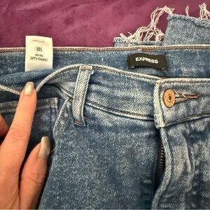 Express Cropped & Fringed Women's Blue Jeans NWOT